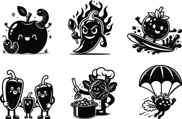 Minimalist veggie life silhouette bundle set for modern kitchen aesthetics