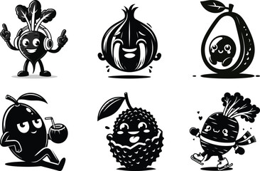 Natural veggie life silhouette bundle set for eco friendly branding and sustainable product