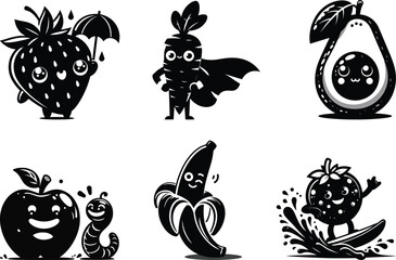 Practical veggie life silhouette bundle set for meal prep containers and grocery bag