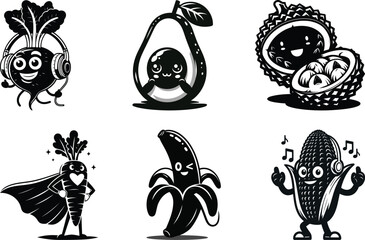 Refined veggie life silhouette bundle set for high end culinary branding and gourmet food product designs