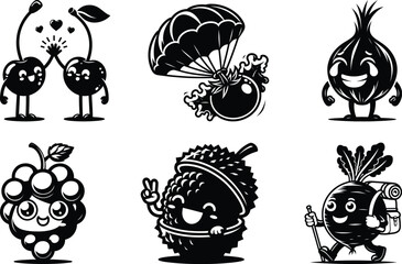 Simple veggie life silhouette bundle set for minimalist planner stickers 