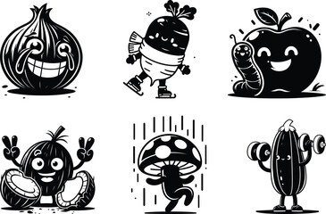 Solid veggie life silhouette bundle set for stencil making and fabric painting projects