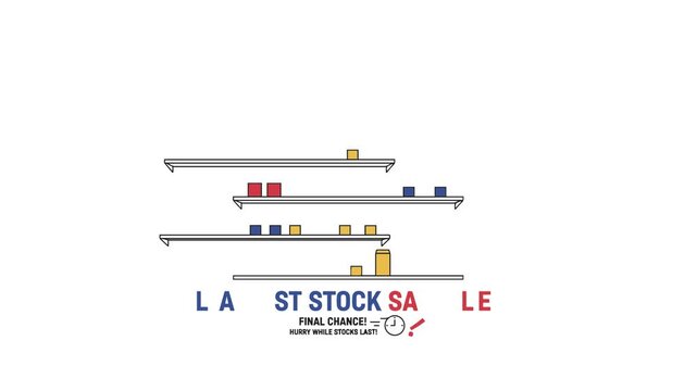 Colorful Shelves with Small Items and Brand Logo for Stock Illustration.
