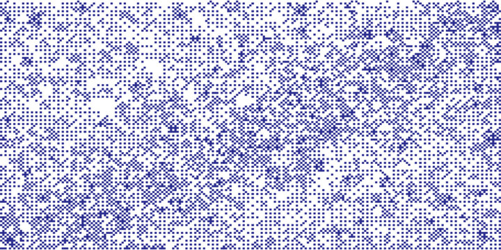 Abstract digital noise pattern with blue geometric shapes and dots on a, representing data corruption or glitch art