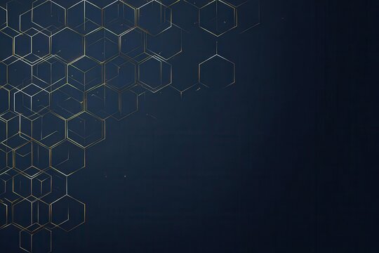 Elegant Gold Hexagon Grid on Dark Blue Background