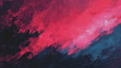 深紅の筆致で描かれた力強い抽象画