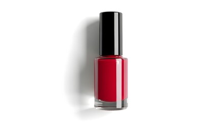 Obraz premium Vibrant red nail polish bottle with a sleek black cap, classic beauty product