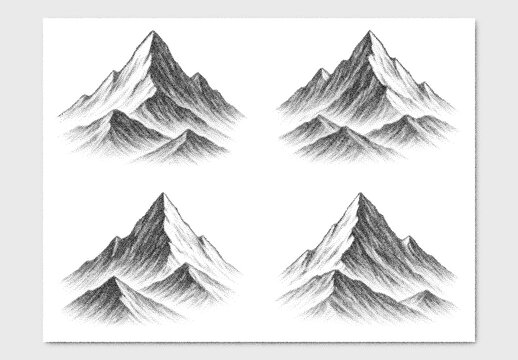 Vector illustration of mountains clipart with stipple noise texture effect