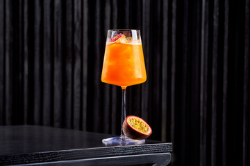 Exotic Passion Fruit Aperol Spritz Cocktail with Fresh Mint