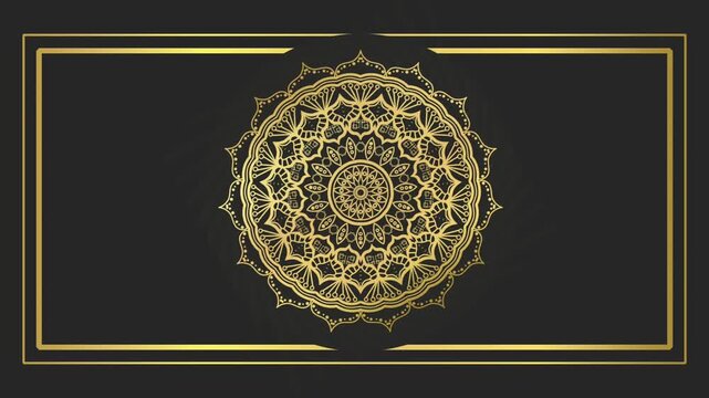 Gold mandala background with elegant frame border for premium invitation cards, ramadan greetings, certificates, and royal branding