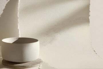 Minimalist White Bowl and Neutral Paper Backdrop