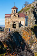 Beautiful view of Shoani Church, a stone old Alanian Christian orthodox temple