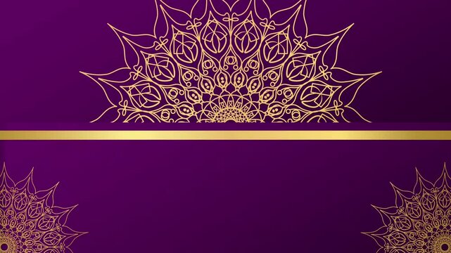 Mandala ornaments motion on gradient purple perfect for royal wedding invitations, ramadan greetings, and premium certificates.