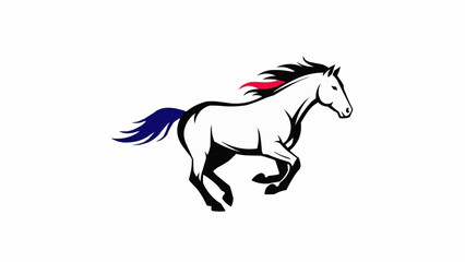 Stylized illustration of a running horse with colorful mane and tail. © ahmad