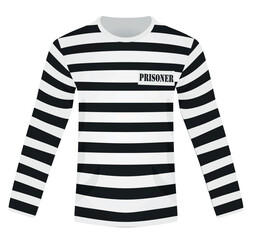 Prison uniform. striped hat and t shirt . vector illustration