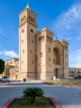 Parish Church of St Peter's Chains in Birzebbuga under blue sky, Malta
