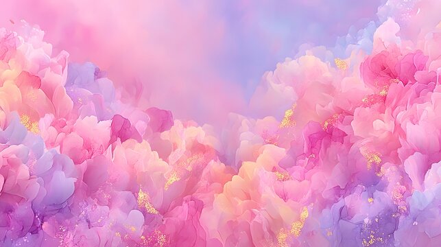 幻想的なピンクの花と抽象グラデーション背景