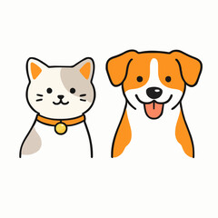 Obraz premium Cute Cat and Dog Friends