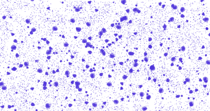 Vibrant purple paint splatter texture scattered abstract pattern isolated on transparent background - Powered by Adobe