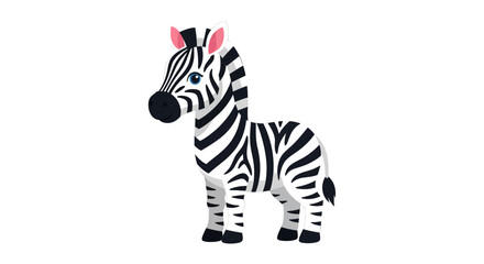 Cartoon zebra with black and white stripes standing on white background. © Abhinaya Project