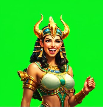 Ancient Egyptian Woman Rejoicing on Green Screen