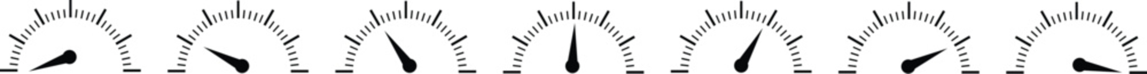 Obraz premium Dashboard speedometer icons set. Tachometer icon isolated. Performance indicator sign. Car speed. Fast internet speed sign. Stock flat vector elements.