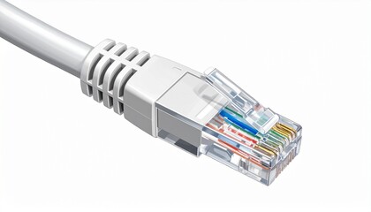Ethernet cable close-up with data motion.