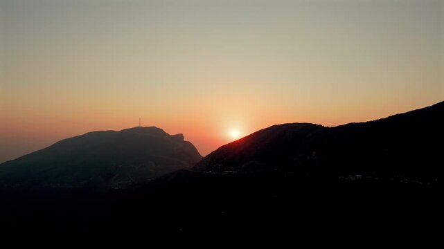 Aerial Sunset View of Jebel Jais Mountains, Ras Al Khaimah, UAE