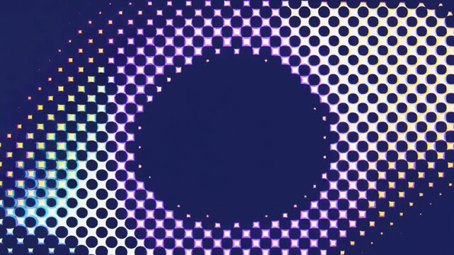 Abstract Dynamic Halftone Dot Transition Graphic Animation on Navy Blue Background