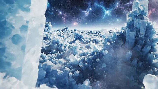 Ethereal Celestite Crystal Formation in Cosmic Landscape