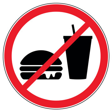 Essen und Trinken verboten Schild - kein Fastfood