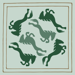Obraz premium Ethnic patterns. Traditions of nomads, Kazakh steppes, Asian Mongolian Caucasus