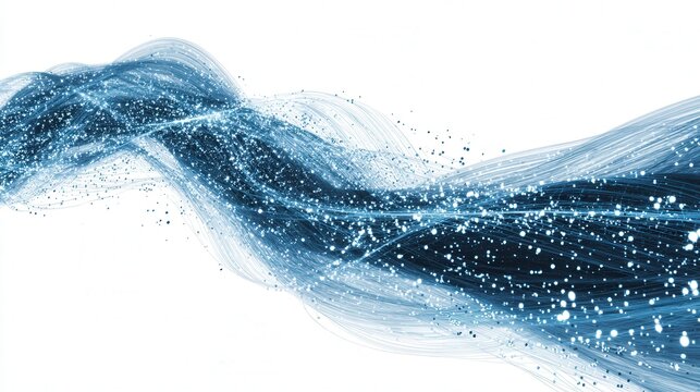 digital transformation concept using flowing data streams isolated on white background