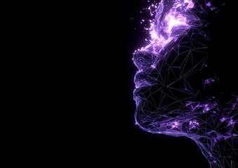 Purple face is shown on a black background