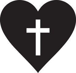 Obraz premium Christian cross inside black heart shape representing love faith and divine connection spiritual emblem
