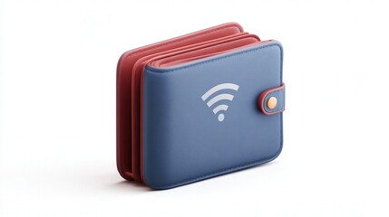 digital wallet icon rendered as realistic object isolated on white background