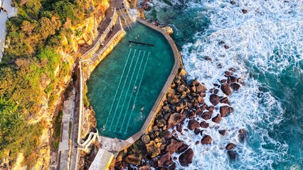 Fototapeta premium Bronte beach ocean pool Sydney Coastline waves 