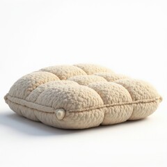 Naklejka premium Plush, textured cream cushion with quilted detail, perfect for cozy home decor and interior design projects.