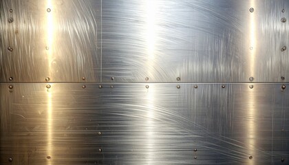 Brushed Metal Texture with Rivets and Light Reflections.