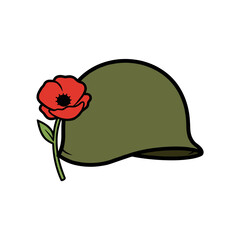 Remembrance Poppy and Military Helmet