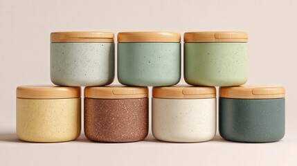 eco friendly reusable containers minimal style isolated on white background