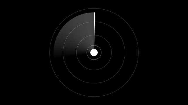 Radar display vector animation on the black background. 4K Loop animation