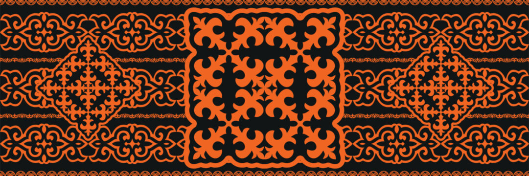 Ethnic patterns. Traditions of nomads, Kazakh steppes, Asian Mongolian Caucasus