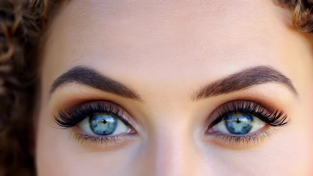 Close-Up of Blue Eyes with Dramatic Makeup