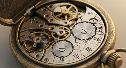 Obraz premium Intricate pocket watch mechanism
