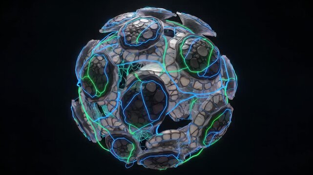 Abstract Futuristic Sphere with Glowing Neon Energy Lines