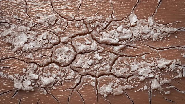 Dry cracked earth surface with rough texture and peeling skin.