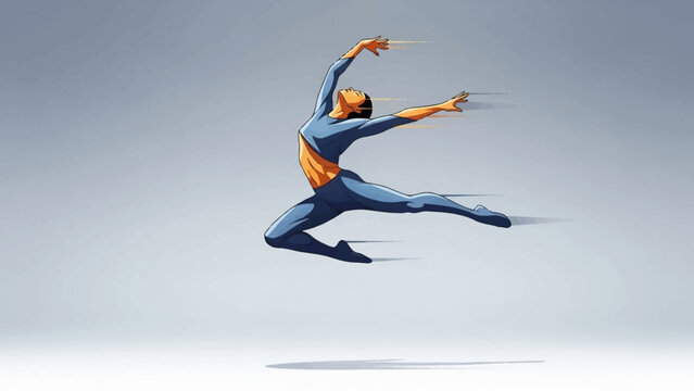 Dancer in midair performing ballet jump.