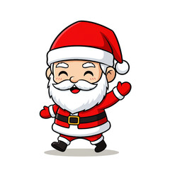 A cheerful cartoon Santa Claus character, smiling and waving, perfect for holiday greetings, festive designs, and children's Christmas themes.