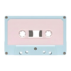 Obraz premium Retro cassette tape in pastel pink and blue isolated on white background